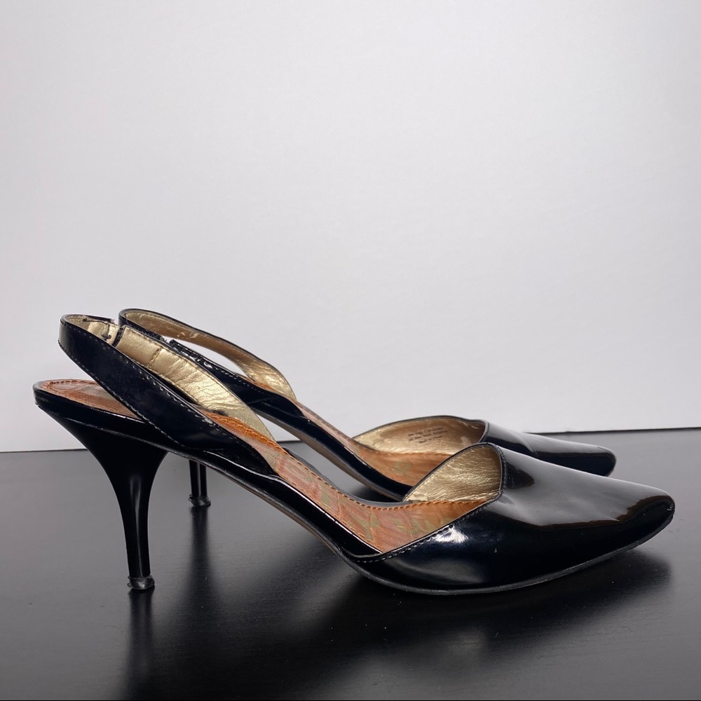 Sam Edelman small black heels pointed toe shiny 8 - Picture 1 of 9